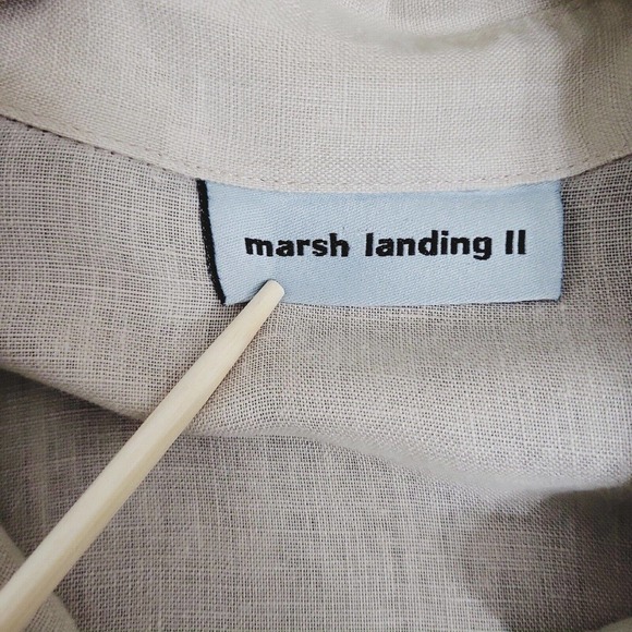 Marsh Landing II Women's 2X Beige Button Front Linen Shirt Lagenlook Lightweght - Picture 8 of 9